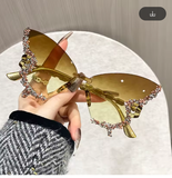 Rimless Butterfly Cat Eye Sunglasses – Stylish Unisex Shades