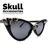 Women’s Gothic Skull Cat Eye Sunglasses – Vintage Rhinestone Shades