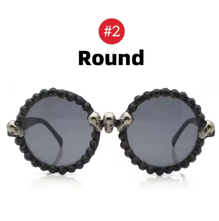 Women’s Gothic Skull Cat Eye Sunglasses – Vintage Rhinestone Shades