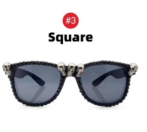 Women’s Gothic Skull Cat Eye Sunglasses – Vintage Rhinestone Shades