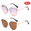2-Pack Women’s Large Frame Sunglasses – Stylish Cat Eye Gradient Shades