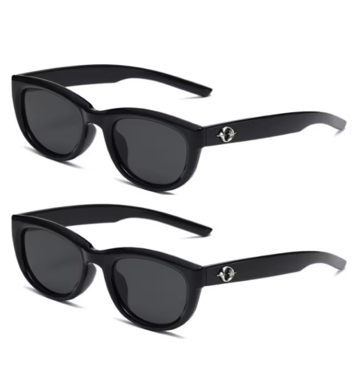 2PCS Korean Retro Ulzzang Oval Sunglasses – Vintage Women’s Shades