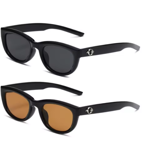 2PCS Korean Retro Ulzzang Oval Sunglasses – Vintage Women’s Shades