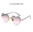 Fashion Heart-Shaped Women’s Sunglasses – Vintage Pink Rimless Shades