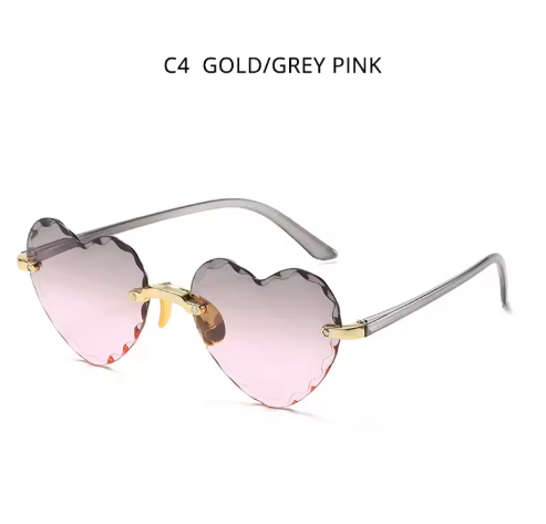 Fashion Heart-Shaped Women’s Sunglasses – Vintage Pink Rimless Shades