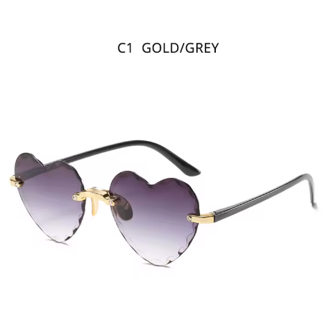 Fashion Heart-Shaped Women’s Sunglasses – Vintage Pink Rimless Shades