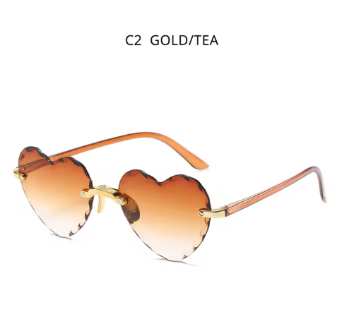 Fashion Heart-Shaped Women’s Sunglasses – Vintage Pink Rimless Shades