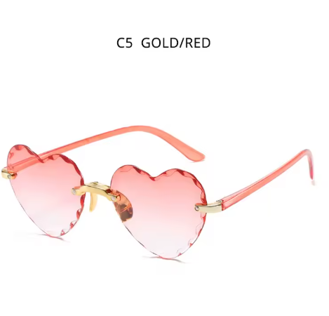 Fashion Heart-Shaped Women’s Sunglasses – Vintage Pink Rimless Shades
