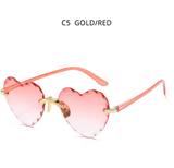 Fashion Heart-Shaped Women’s Sunglasses – Vintage Pink Rimless Shades