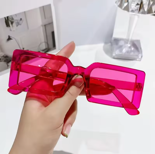 Women’s Small Frame Sunglasses – Trendy Jelly Color Square Shades