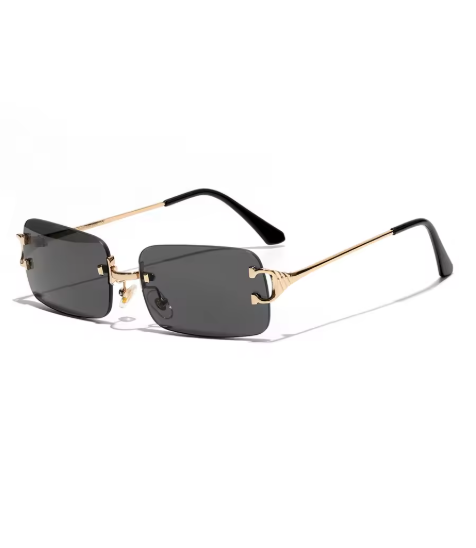Ruiao 2025 Rimless Sunglasses – UV400 Fashion Square Metal Shades for Men