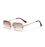 Ruiao 2025 Rimless Sunglasses – UV400 Fashion Square Metal Shades for Men