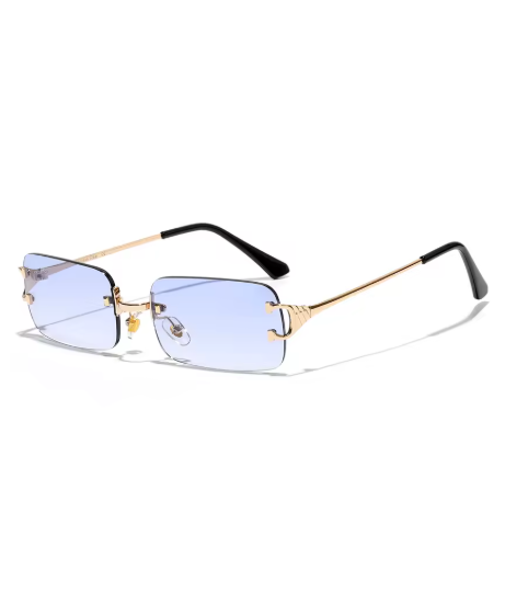 Ruiao 2025 Rimless Sunglasses – UV400 Fashion Square Metal Shades for Men