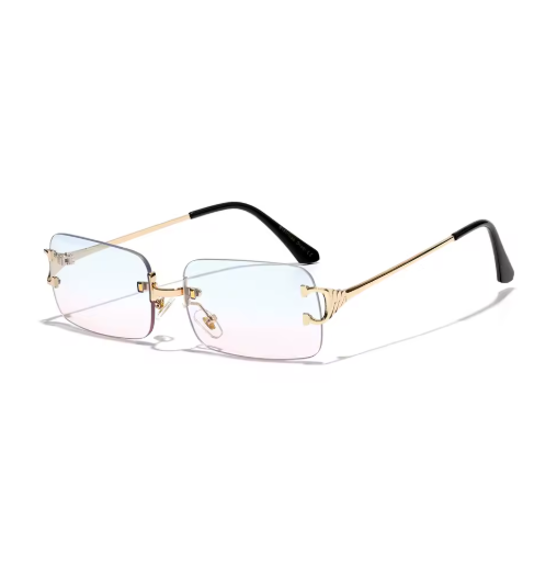 Ruiao 2025 Rimless Sunglasses – UV400 Fashion Square Metal Shades for Men