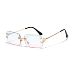 Ruiao 2025 Rimless Sunglasses – UV400 Fashion Square Metal Shades for Men