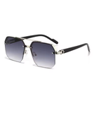 Oversized Retro Polygon Square Sunglasses – Double Bridge Metal Frame, Gradient UV400 Shades for Men & Women