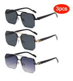Oversized Retro Polygon Square Sunglasses – Double Bridge Metal Frame, Gradient UV400 Shades for Men & Women