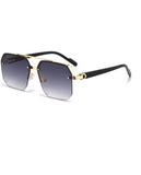 Oversized Retro Polygon Square Sunglasses – Double Bridge Metal Frame, Gradient UV400 Shades for Men & Women