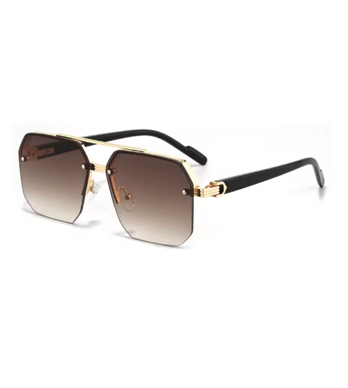 Oversized Retro Polygon Square Sunglasses – Double Bridge Metal Frame, Gradient UV400 Shades for Men & Women