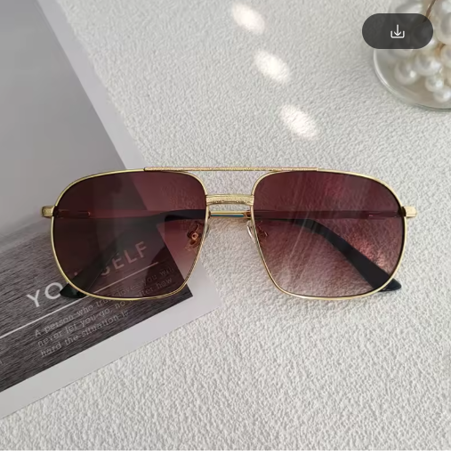 HBK New Pilot Sunglasses – Retro Double Bridge Metal Shades for Men