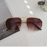 HBK New Pilot Sunglasses – Retro Double Bridge Metal Shades for Men