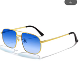 HBK New Pilot Sunglasses – Retro Double Bridge Metal Shades for Men
