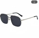 HBK New Pilot Sunglasses – Retro Double Bridge Metal Shades for Men