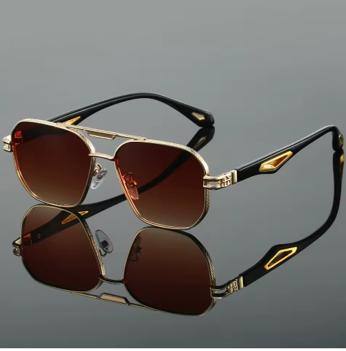 KAMMPT Vintage Square Sunglasses – Classic Double Bridge Shades for Men