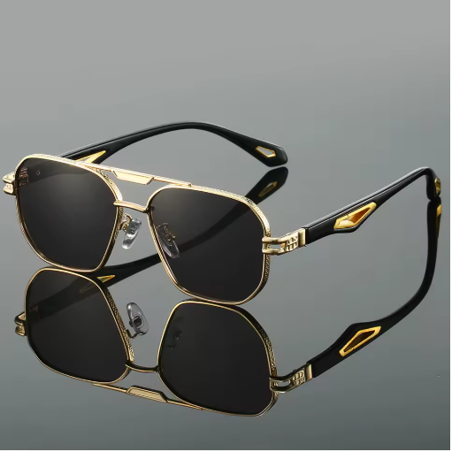 KAMMPT Vintage Square Sunglasses – Classic Double Bridge Shades for Men