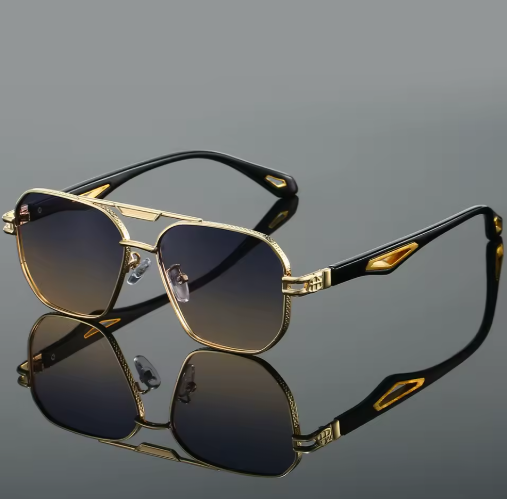 KAMMPT Vintage Square Sunglasses – Classic Double Bridge Shades for Men