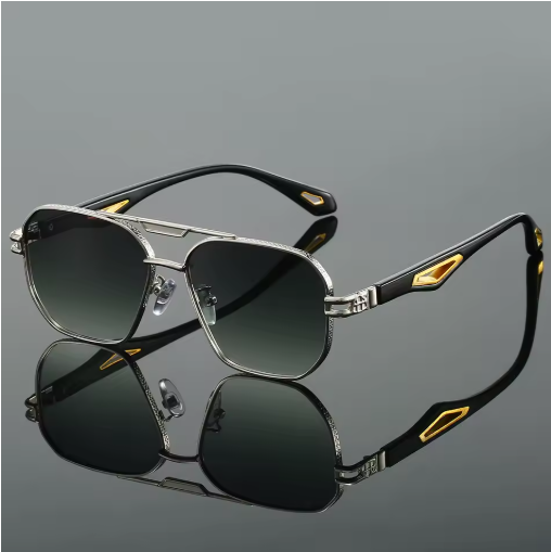 KAMMPT Vintage Square Sunglasses – Classic Double Bridge Shades for Men