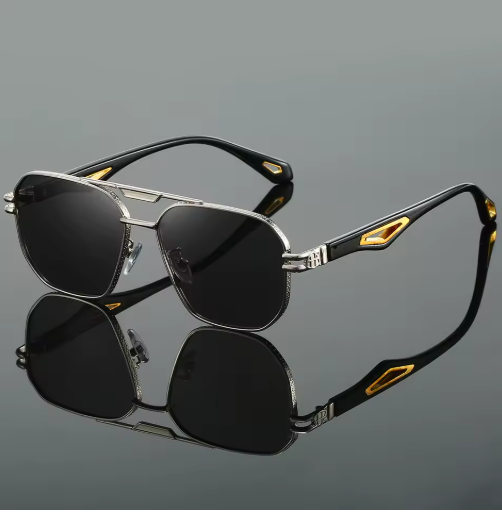 KAMMPT Vintage Square Sunglasses – Classic Double Bridge Shades for Men