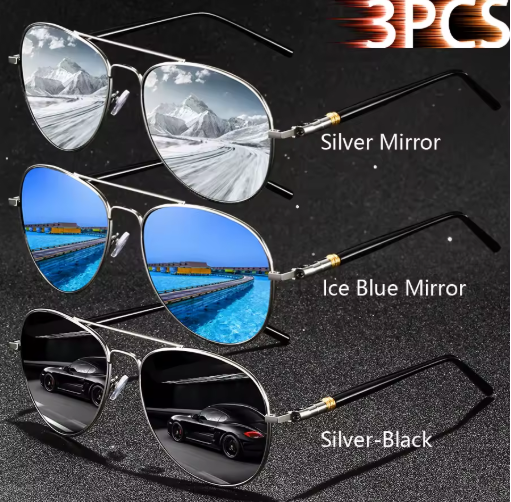 3PCS Vintage Square Sunglasses – Men & Women