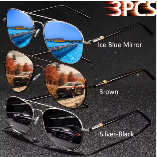 3PCS Vintage Square Sunglasses – Men & Women