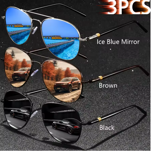 3PCS Vintage Square Sunglasses – Men & Women