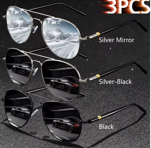 3PCS Vintage Square Sunglasses – Men & Women