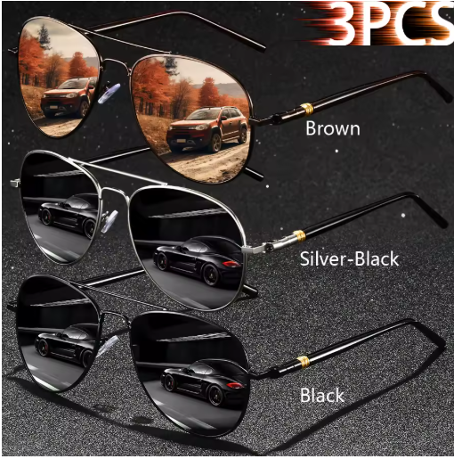 3PCS Vintage Square Sunglasses – Men & Women