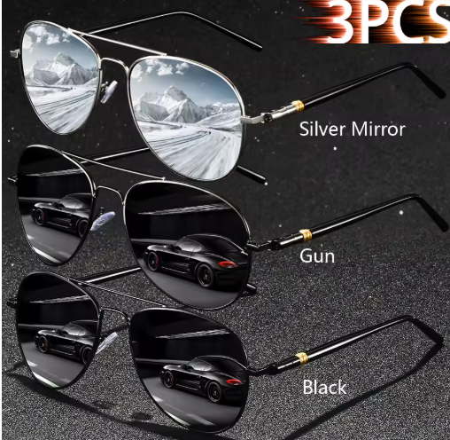 3PCS Vintage Square Sunglasses – Men & Women