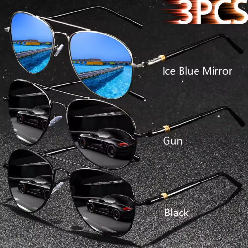 3PCS Vintage Square Sunglasses – Men & Women