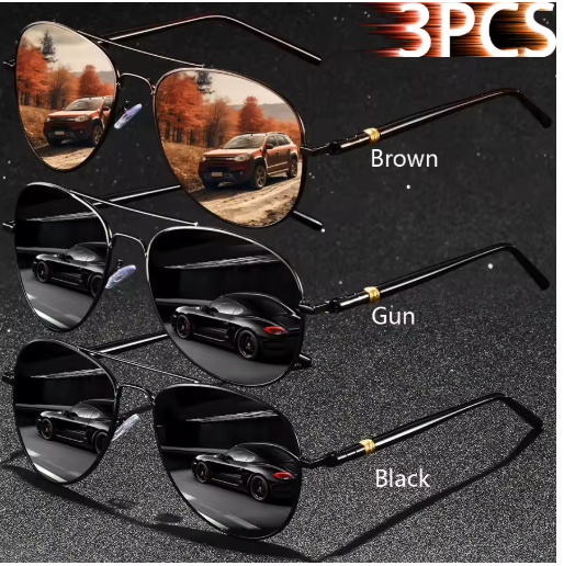 3PCS Vintage Square Sunglasses – Men & Women