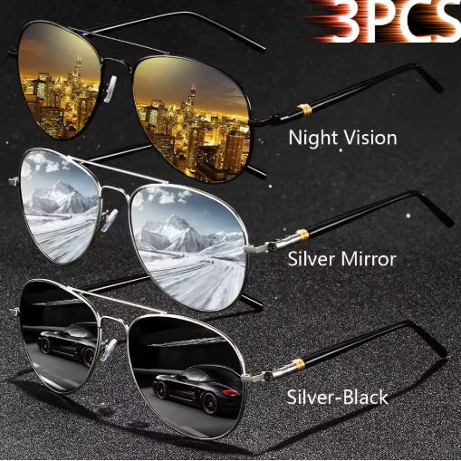 3PCS Vintage Square Sunglasses – Men & Women