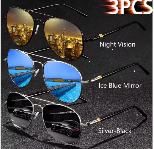 3PCS Vintage Square Sunglasses – Men & Women