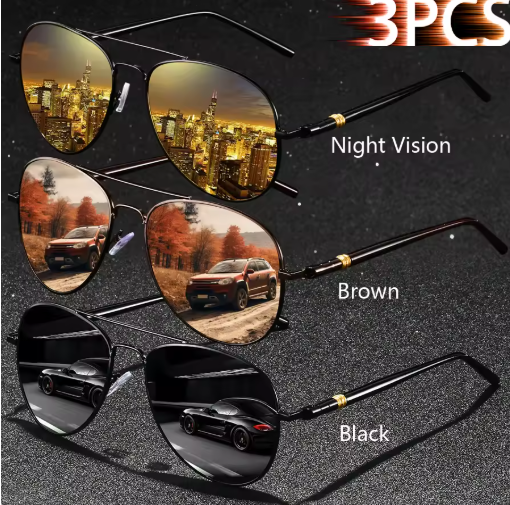 3PCS Vintage Square Sunglasses – Men & Women