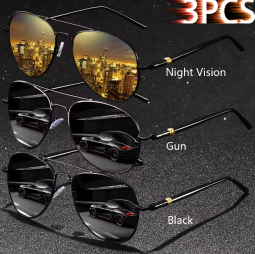 3PCS Vintage Square Sunglasses – Men & Women