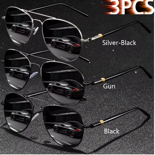 3PCS Vintage Square Sunglasses – Men & Women