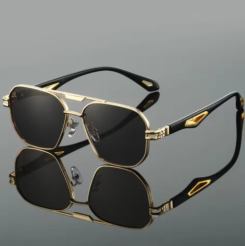 Vintage Square Sunglasses for Men – Retro Double Bridge