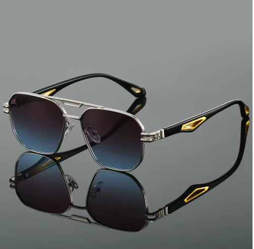 Vintage Square Sunglasses for Men – Retro Double Bridge