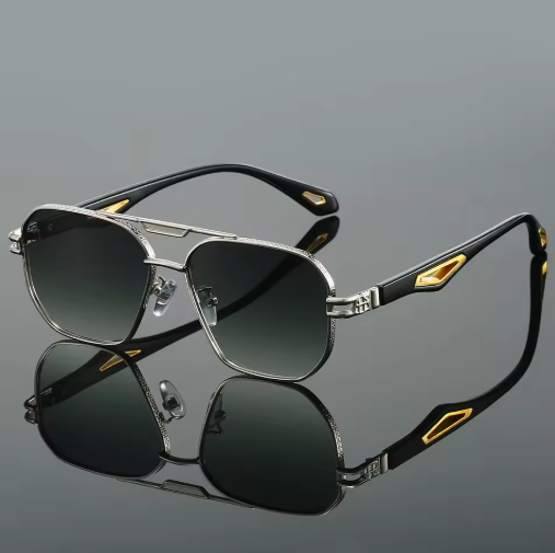 Vintage Square Sunglasses for Men – Retro Double Bridge