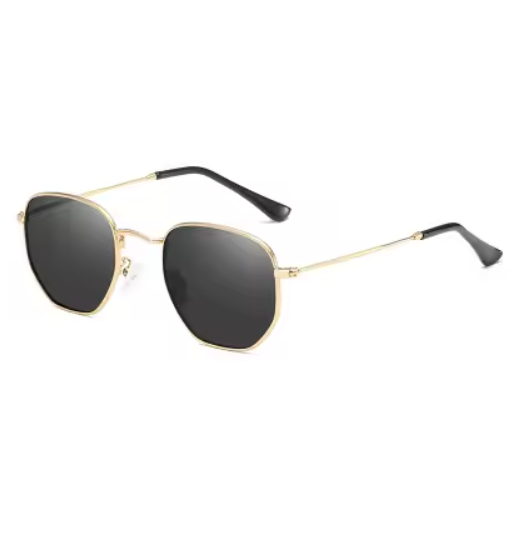 Hexagonal Polarized Sunglasses for Men and Women – Stylish Metal Frame Pilot Shades