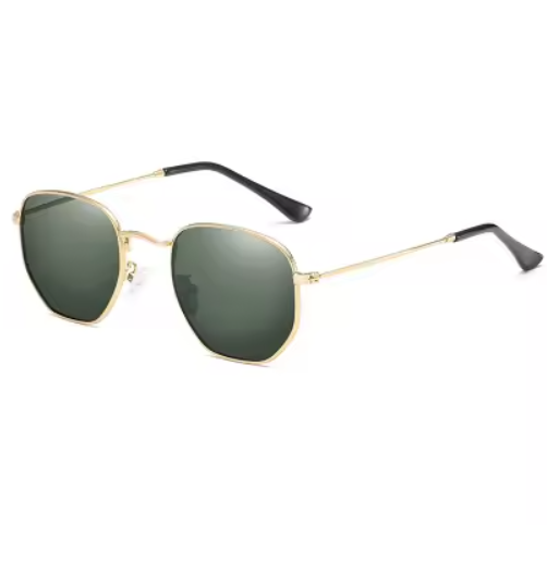 Hexagonal Polarized Sunglasses for Men and Women – Stylish Metal Frame Pilot Shades